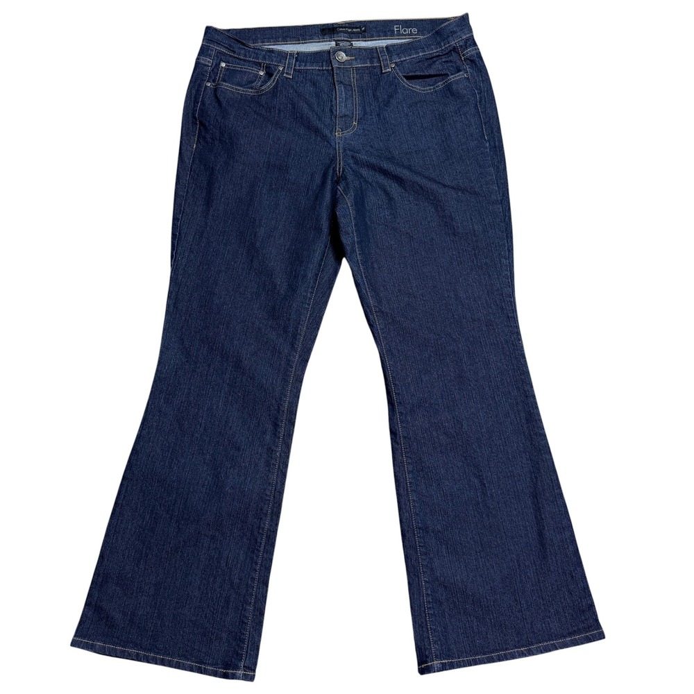 Calvin Klein Curvy Jeans Flare Womens Plus Size 18W Dark Blue Denim Y2K Classic